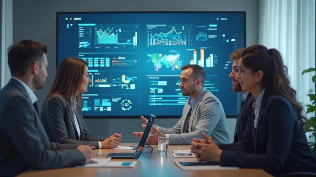 Профессиональная команда обсуждает результаты анализа данных в конференц-зале