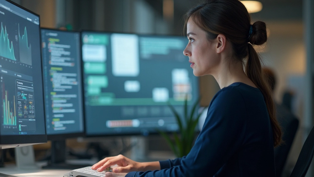 Специалист по автоматизации настраивает рабочий процесс на компьютере