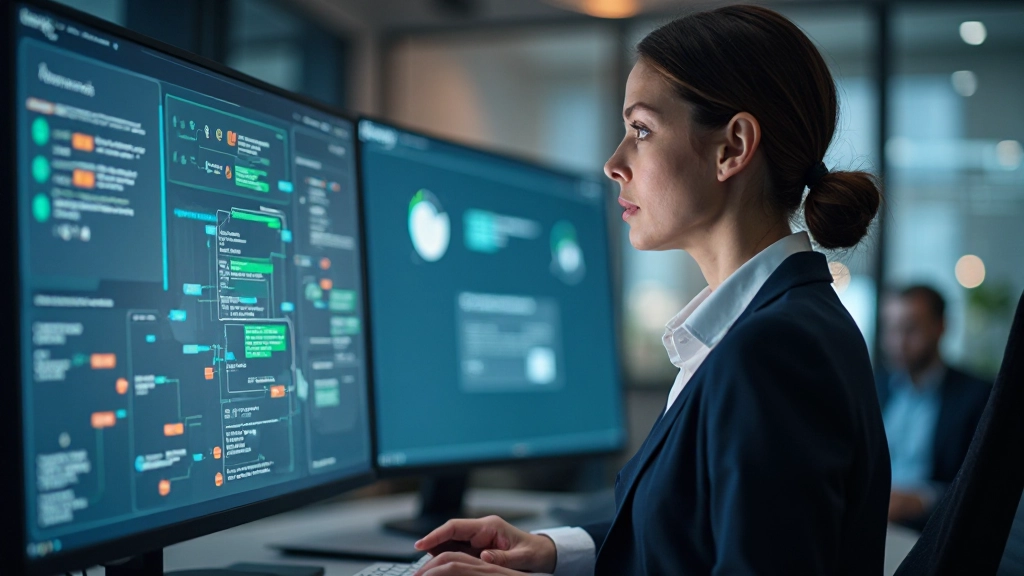 Процесс автоматизации рабочих процессов на экране компьютера с диаграммами